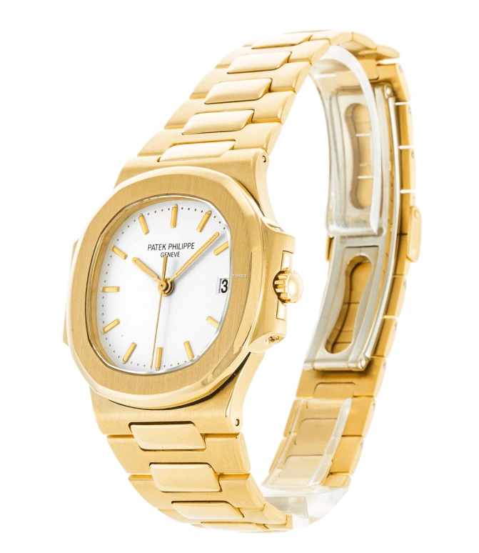 Patek Philippe,Nautilus 37mm,37mm,Yellow Gold,White,Automatic,Day,In-house Caliber,3800,3800/1J-001