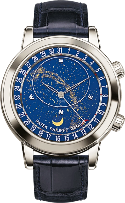 Patek Philippe,Grand Complications 44mm,44mm,Platinum,Blue,Automatic,Moonphase,Day,Sky Chart,6102P,6102P-001