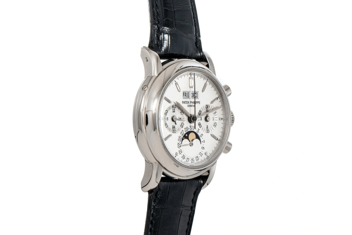 Patek Philippe,Grand Complications 36mm,36mm,White Gold,Silver,Handwound,Chronograph,Moonphase,Perpetual Calendar,Leap Year,60hours,In-house Caliber,3970EG,3970EG-023