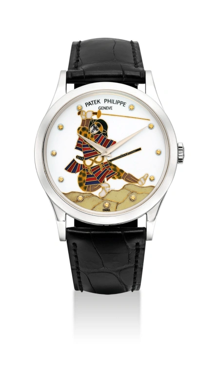 Patek Philippe,Calatrava 38mm,38mm,Platinum,Multi-Color,White,Automatic,48hours,In-house Caliber,5077P,5077P-Samurai with katana