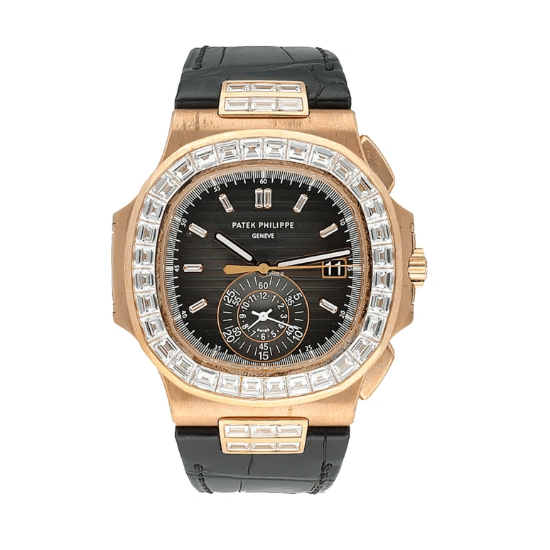 Patek Philippe,Nautilus 40mm,40mm,Rose Gold,Black,Automatic,Chronograph,Day,5980,5980/10R-010