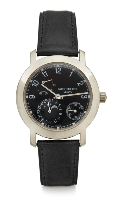 Patek Philippe,Complications 36mm,36mm,White Gold,Black,Automatic,Moonphase,Day,Power Reserve Indicator,5055G,5055G-001