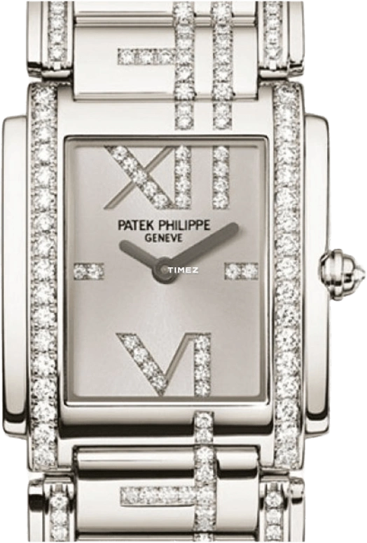 Patek Philippe,Twenty~4 22x26.30mm,22x26.30mm,White Gold,Silver,Quartz,In-house Caliber,Sapphire,Crystal Glass,4910,4910/48G-001