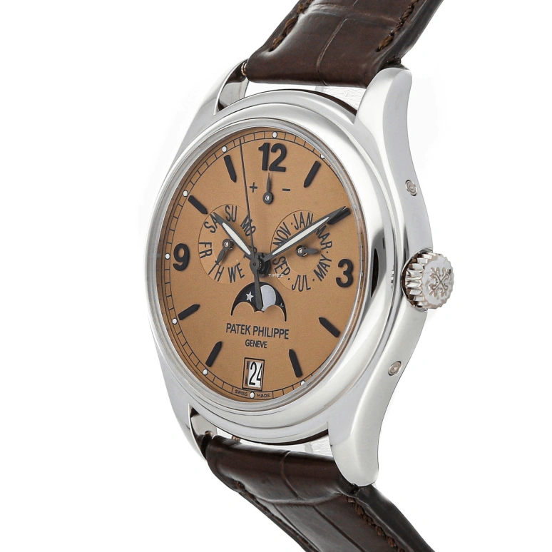 Patek Philippe,Grand Complications 39mm,39mm,Platinum,Salmon,Automatic,Moonphase,Annual Calendar,Month,Date,45hours,In-house Caliber,5450P,5450P-001