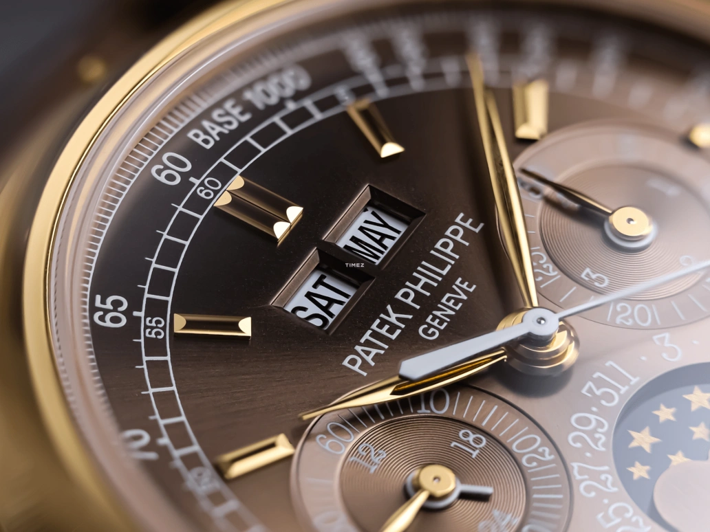 Patek Philippe,Grand Complications 40mm,40mm,Yellow Gold,Brown,Handwound,Chronograph,Moonphase,Perpetual Calendar,Leap Year,60hours,In-house Caliber,5970J,5970J-014