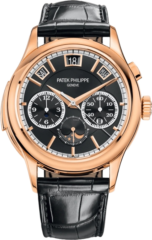 Patek Philippe,Grand Complications 42mm,42mm,Rose Gold,Black,Automatic,Chronograph,Monopoussoir,Moonphase,Perpetual Calendar,48hours,In-house Caliber,5208R,5208R-001
