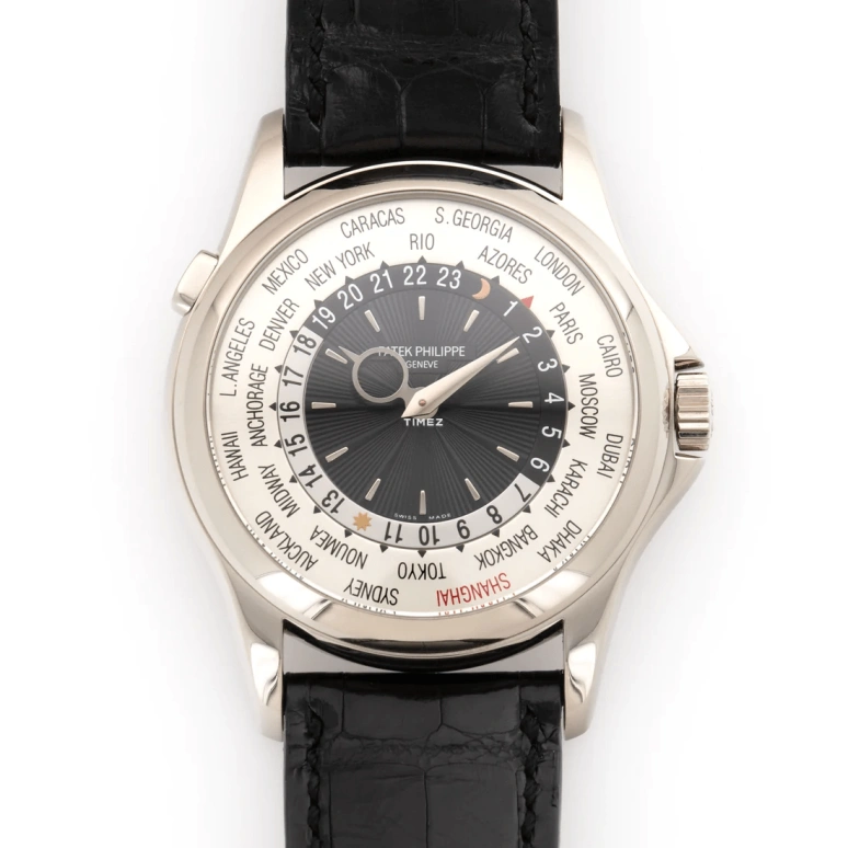 Patek Philippe,Complications 39.50mm,39.50mm,White Gold,Black,White,Automatic,World Time,Day / Night Indication,5130G,5130G-018