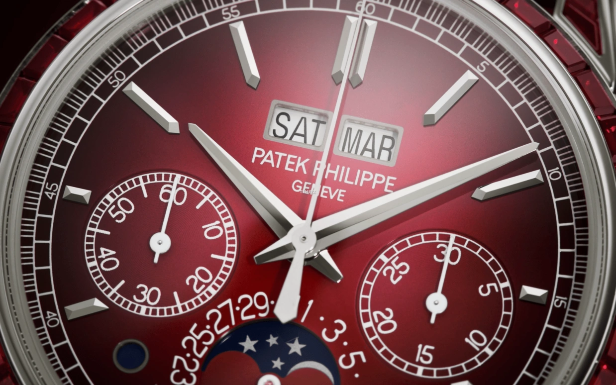 Patek Philippe,Grand Complications 41mm,41mm,Platinum,Red,Gradient,Handwound,Chronograph,Moonphase,Perpetual Calendar,Leap Year,65hours,In-house Caliber,Mark Robert Michael Wahlberg,Mark Wahlberg,Lionel Messi,Marky Mark,Wilber Pan,La Pulga,Will Pan,GOAT,5271,5271/12P-010
