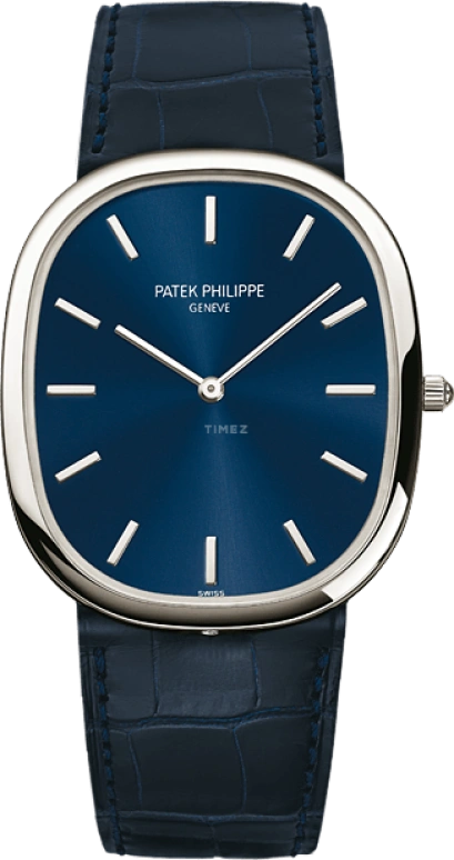 Patek Philippe,Golden Ellipse 34.50mm,34.50mm,Platinum,Blue,Automatic,48hours,In-house Caliber,5738P,5738P-001