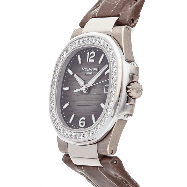Patek Philippe,Nautilus 32mm,32mm,White Gold,Grey,Quartz,Day,In-house Caliber,7010G,7010G-012