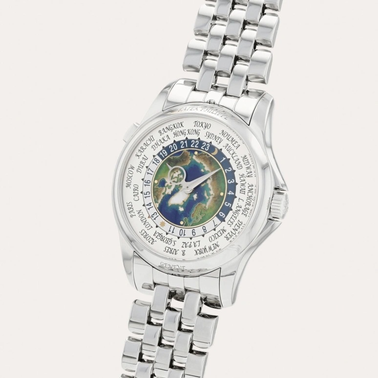 Patek Philippe,Complications 39.50mm,39.50mm,Platinum,Multi-Color,Green,Blue,White,Automatic,World Time,Day / Night Indication,5131,5131/1P-001