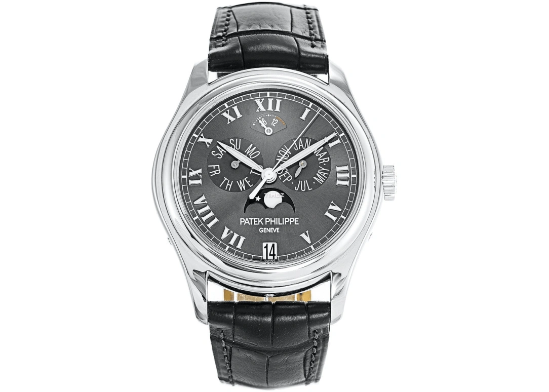 Patek Philippe,Grand Complications 37mm,37mm,Platinum,Grey,Automatic,Moonphase,Annual Calendar,Month,Date,In-house Caliber,Sapphire,Crystal Glass,5056P,5056P-001
