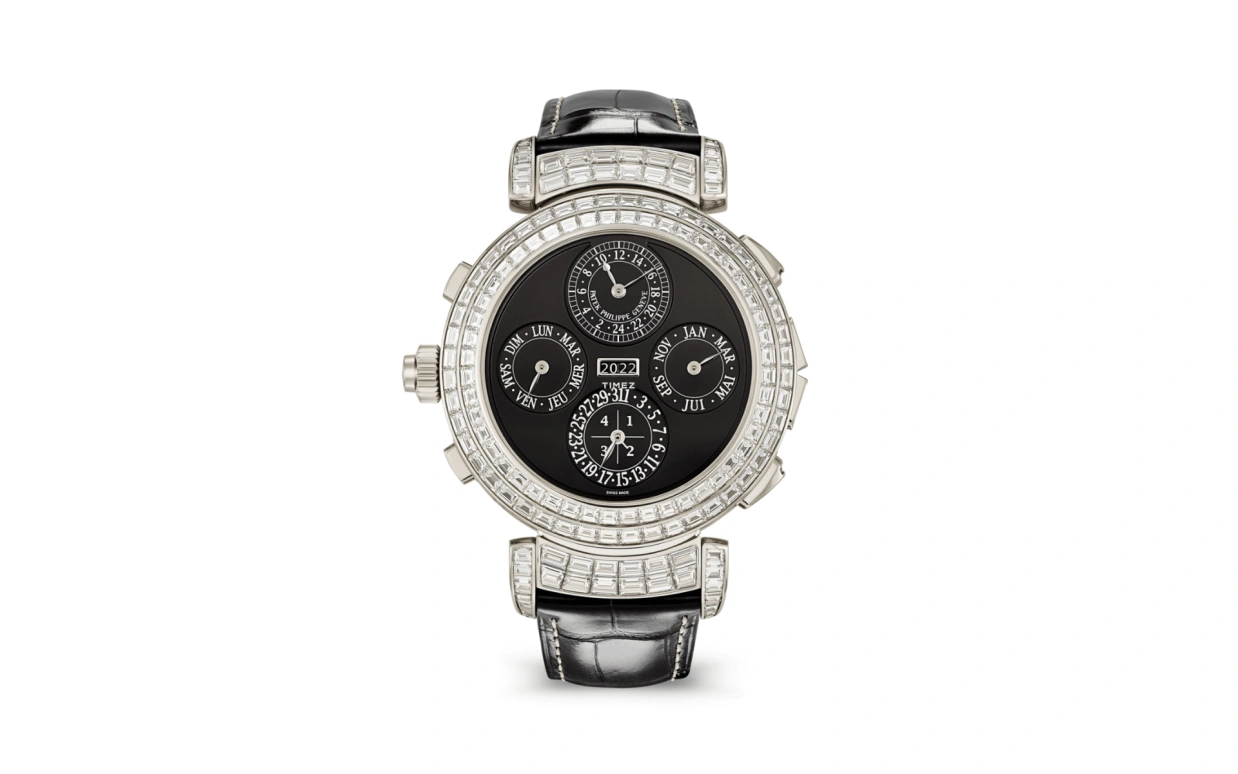 Patek Philippe,Grand Complications 49.40mm,49.40mm,White Gold,Black,Handwound,Moonphase,Perpetual Calendar,Leap Year,Month,72hours,In-house Caliber,6300,6300/400G-001