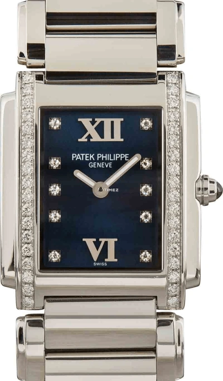Patek Philippe,Twenty~4 25x30mm,25x30mm,Stainless Steel,Blue,Quartz,In-house Caliber,Sapphire,4910,4910/10A-012