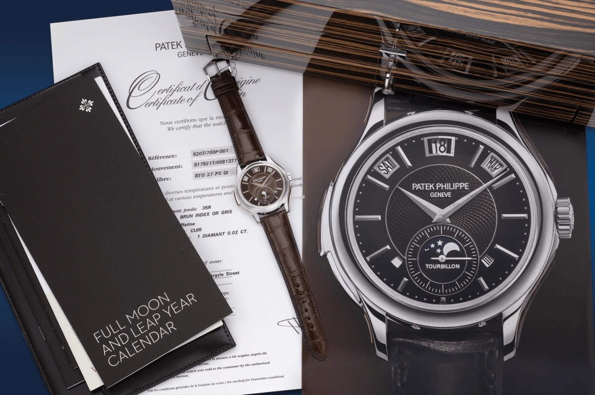 Patek Philippe,Grand Complications 41mm,41mm,Platinum,Brown,Handwound,Moonphase,Perpetual Calendar,Leap Year,Month,48hours,In-house Caliber,5207,5207/700P-001