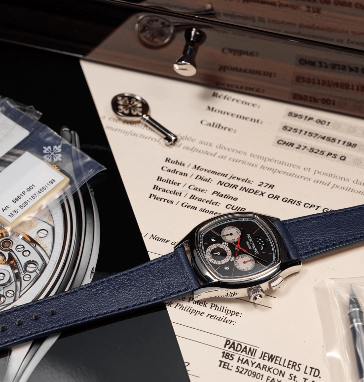 Patek Philippe,Grand Complications 37x45mm,37x45mm,Platinum,Black,Handwound,Monopoussoir,Moonphase,Perpetual Calendar,Leap Year,48hours,In-house Caliber,5951P,5951P-001