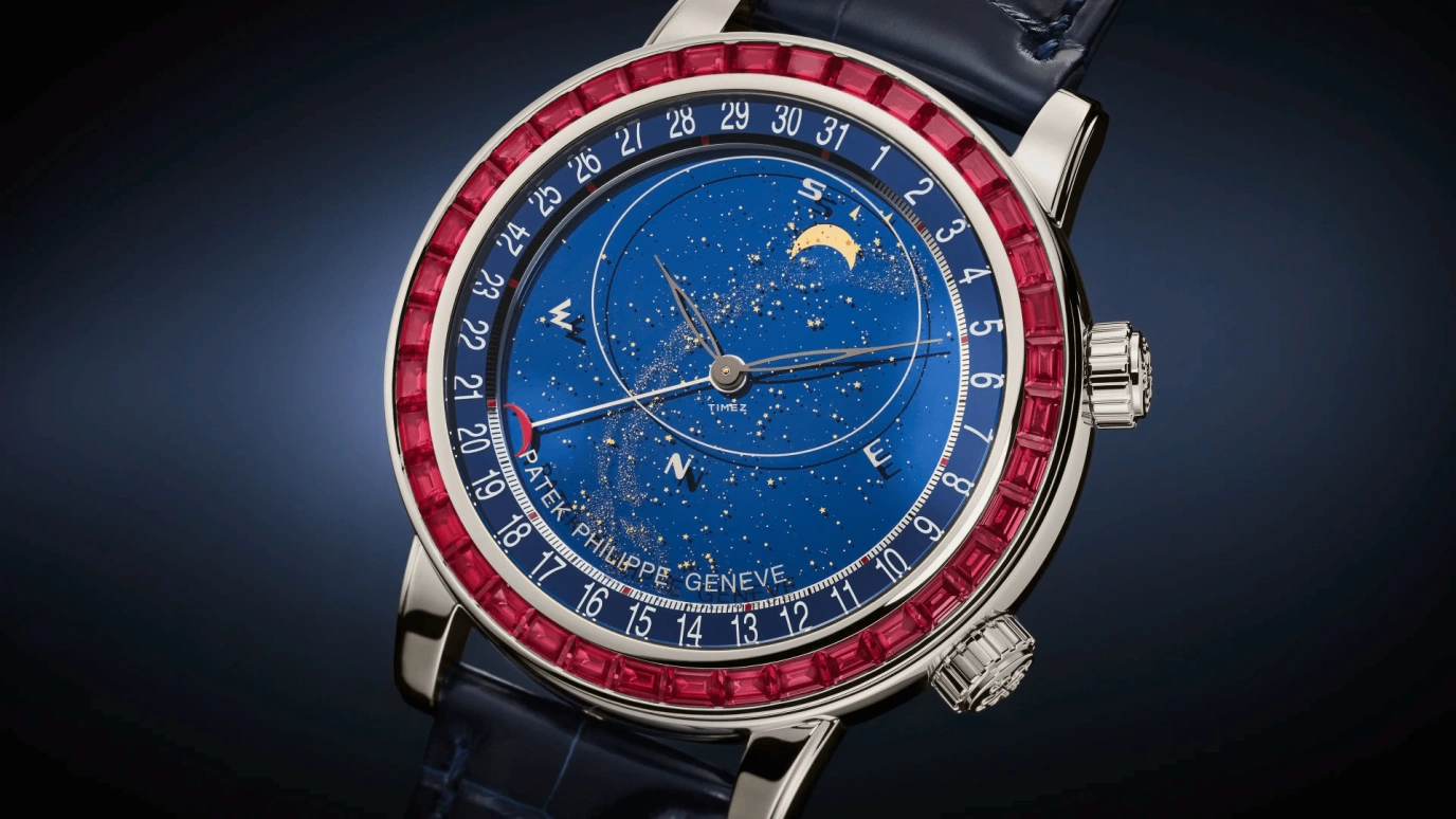 Patek Philippe,Grand Complications 44mm,44mm,Platinum,Blue,Automatic,Moonphase,Day,Sky Chart,6104,6104/12P-010