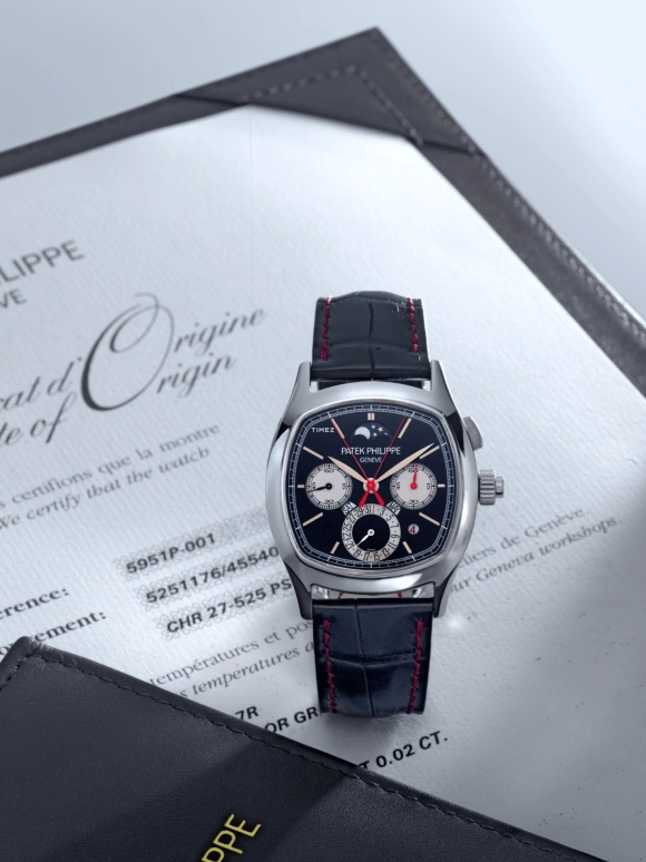 Patek Philippe,Grand Complications 37x45mm,37x45mm,Platinum,Black,Handwound,Monopoussoir,Moonphase,Perpetual Calendar,Leap Year,48hours,In-house Caliber,5951P,5951P-001