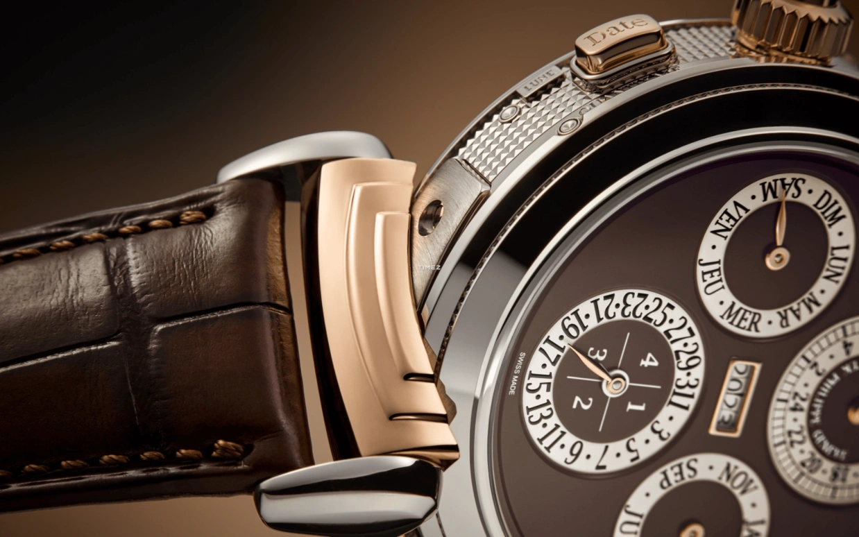 Patek Philippe,Grand Complications 47.70mm,47.70mm,White Gold,Rose Gold,Brown,Handwound,Moonphase,Perpetual Calendar,Leap Year,Annual Calendar,72hours,In-house Caliber,6300GR,6300GR-001