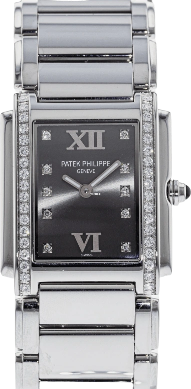 Patek Philippe,Twenty~4 25x30mm,25x30mm,Stainless Steel,Grey,Quartz,In-house Caliber,Sapphire,4910,4910/10A-010