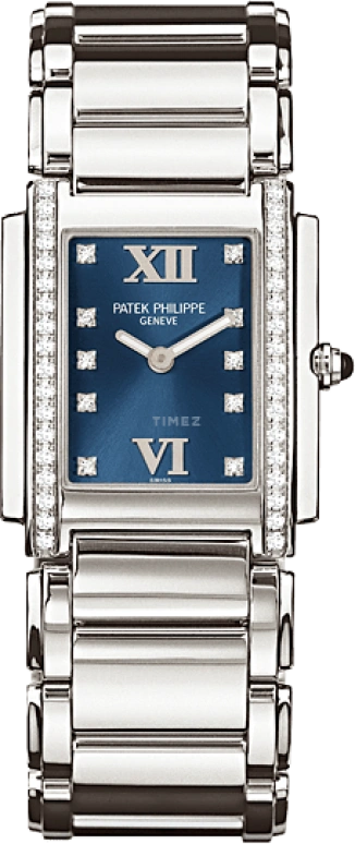 Patek Philippe,Twenty~4 25x30mm,25x30mm,Stainless Steel,Blue,Quartz,In-house Caliber,Sapphire,4910,4910/10A-012