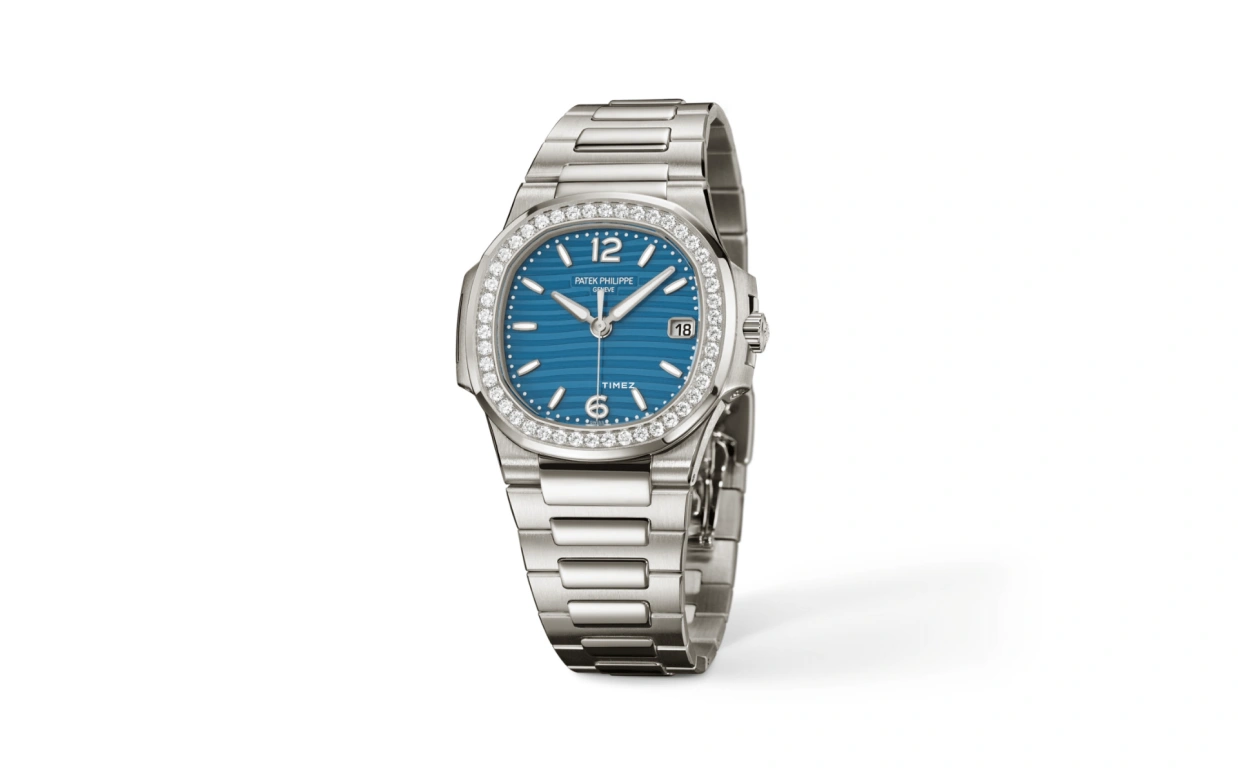 Patek Philippe,Nautilus 32mm,32mm,White Gold,Sky Blue,Quartz,Day,In-house Caliber,7010,7010/1G-013