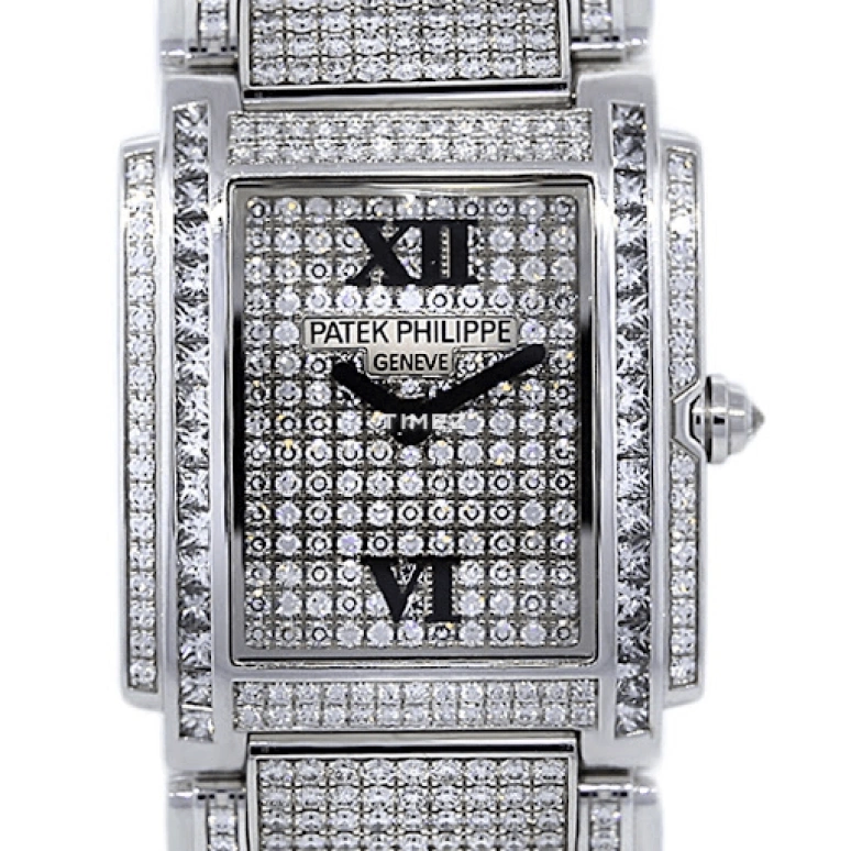 Patek Philippe,Twenty~4 30mm,30mm,White Gold,Silver,Quartz,In-house Caliber,Sapphire,Crystal Glass,4910,4910/51G-001