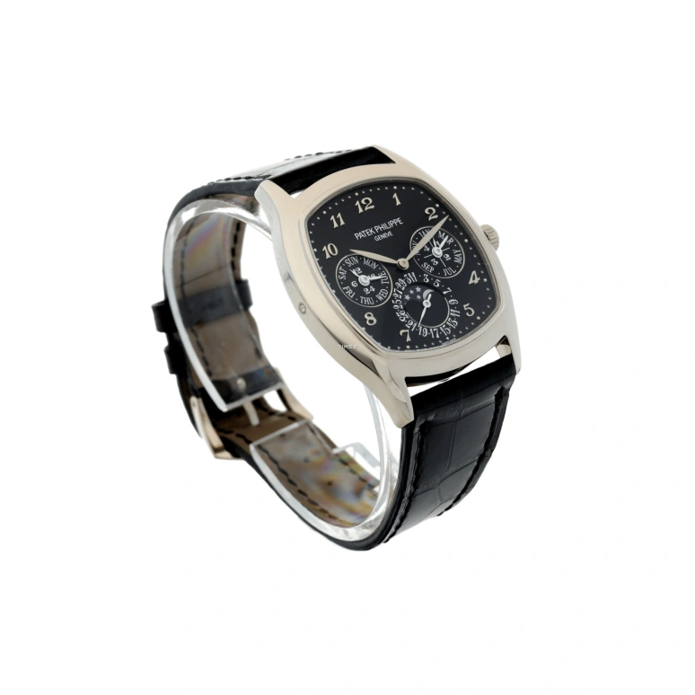 Patek Philippe,Grand Complications 37x44.60mm,37x44.60mm,White Gold,Black,Automatic,Moonphase,Perpetual Calendar,Leap Year,Month,48hours,In-house Caliber,5940G,5940G-010