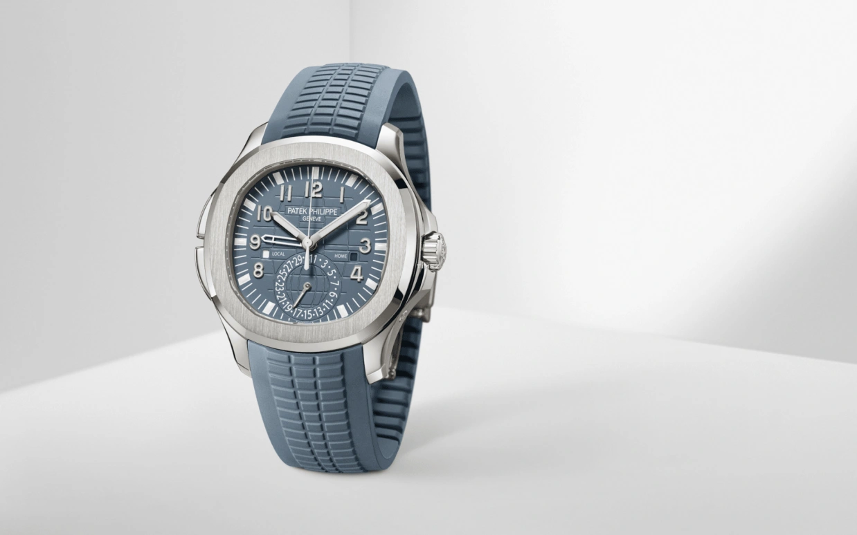 Patek Philippe,Aquanaut 40.80mm,40.80mm,White Gold,Blue,Grey,Automatic,Day,Dule Time,Day / Night Indication,Kevin De Bruyne,Harry Kane,5164G,5164G-001