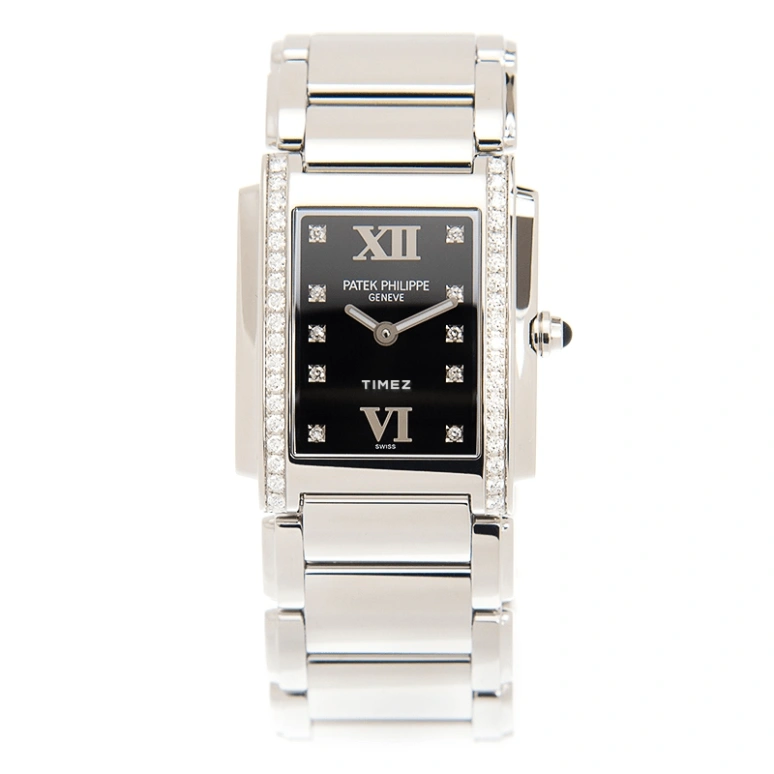 Patek Philippe,Twenty~4 25x30mm,25x30mm,Stainless Steel,Black,Quartz,In-house Caliber,Sapphire,4910,4910/10A-001