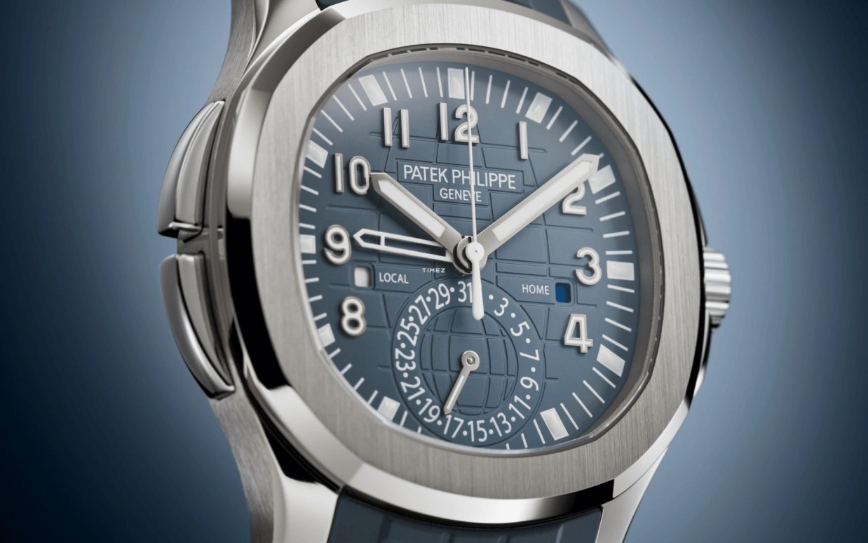 Patek Philippe,Aquanaut 40.80mm,40.80mm,White Gold,Blue,Grey,Automatic,Day,Dule Time,Day / Night Indication,Kevin De Bruyne,Harry Kane,5164G,5164G-001