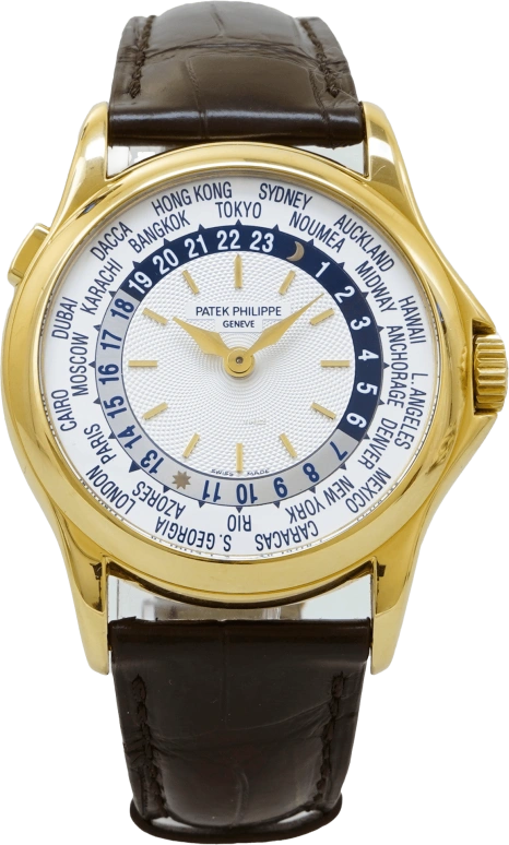 Patek Philippe,Complications 37mm,37mm,Yellow Gold,Silver,Automatic,World Time,Day / Night Indication,5110J,5110J-001