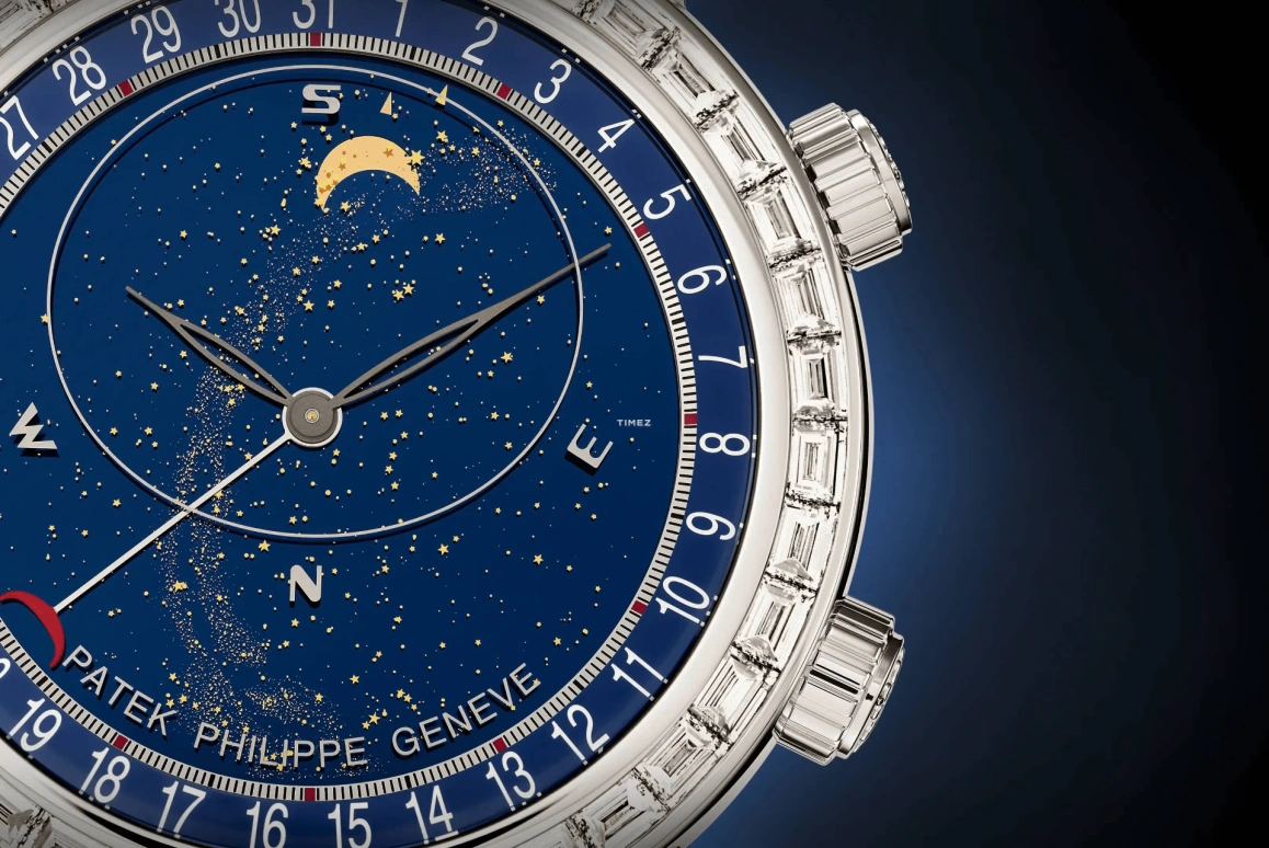 Patek Philippe,Grand Complications 44mm,44mm,Platinum,Blue,Automatic,Moonphase,Day,Sky Chart,6104P,6104P-010