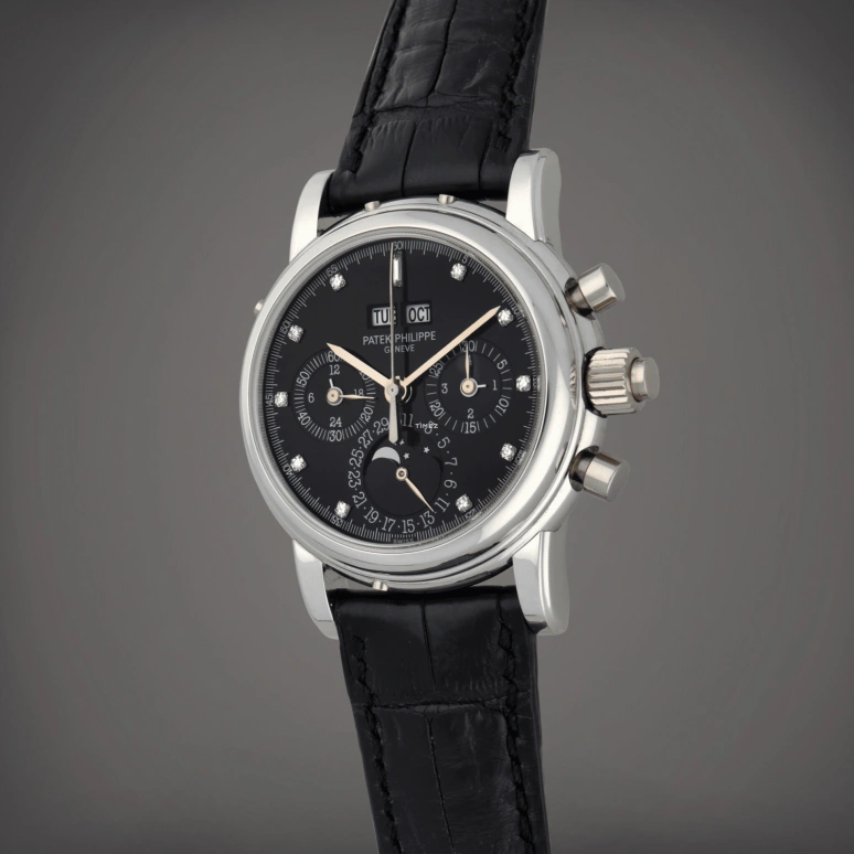 Patek Philippe,Grand Complications 37.60mm,37.60mm,Platinum,Black,Handwound,Chronograph,Moonphase,Perpetual Calendar,Leap Year,60hours,In-house Caliber,5004P,5004P-033