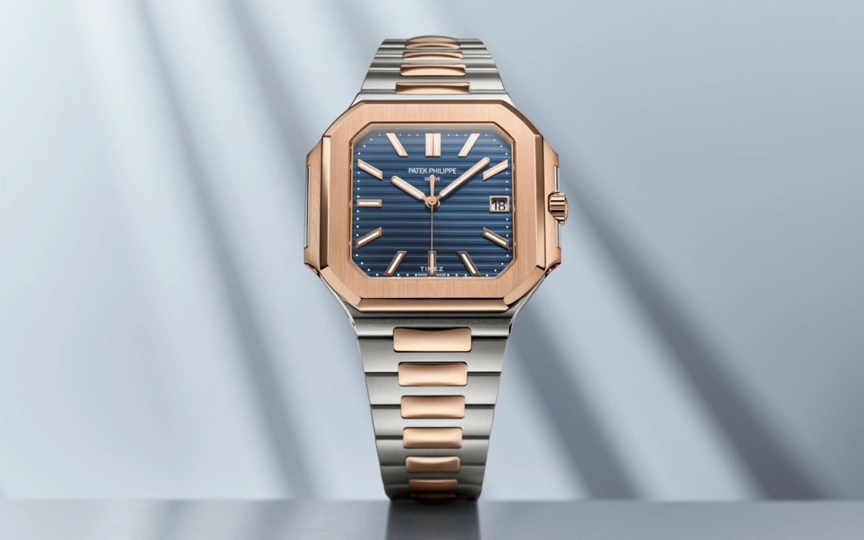 Patek Philippe,Cubitus 45mm,45mm,Stainless Steel,Rose Gold,Blue,Automatic,Day,45hours,5821,5821/1AR-001