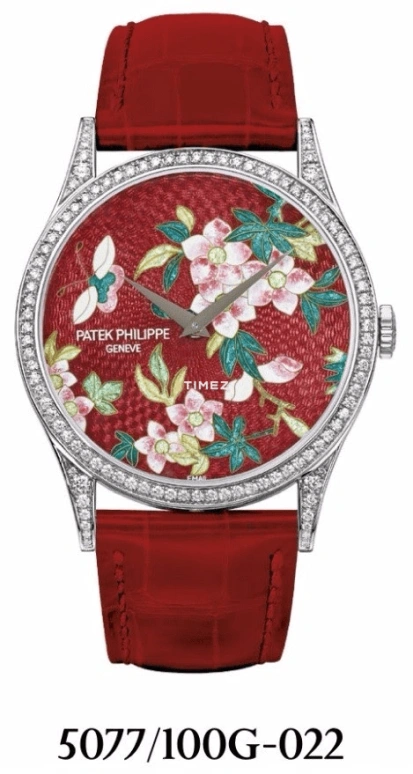 Patek Philippe,Calatrava 38mm,38mm,White Gold,Red,Green,Multi-Color,Automatic,48hours,In-house Caliber,5077,5077/100G-022