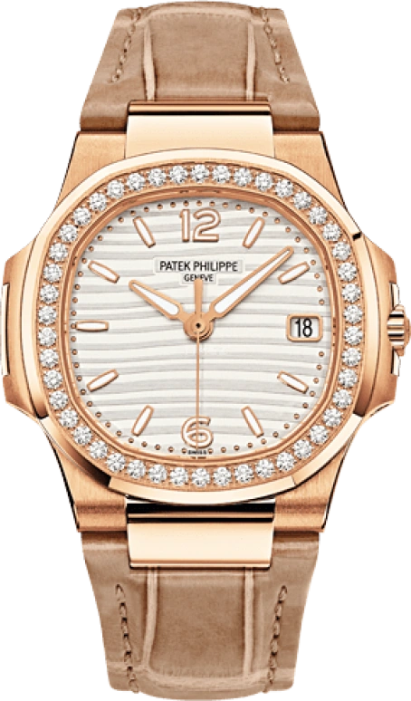 Patek Philippe,Nautilus 32mm,32mm,Rose Gold,White,Quartz,Day,In-house Caliber,7010R,7010R-011