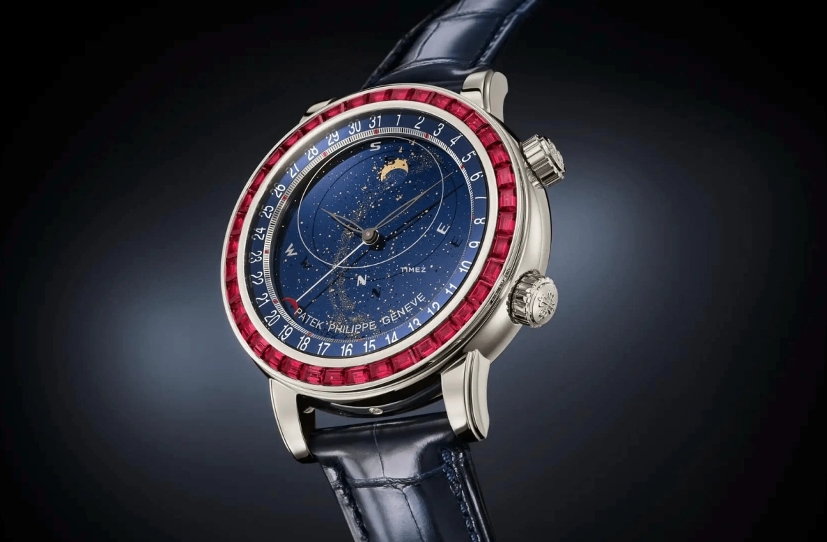 Patek Philippe,Grand Complications 44mm,44mm,Platinum,Blue,Automatic,Moonphase,Day,Sky Chart,6104,6104/12P-010