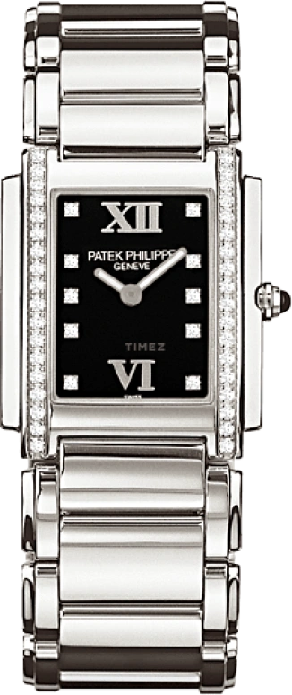 Patek Philippe,Twenty~4 25x30mm,25x30mm,Stainless Steel,Black,Quartz,In-house Caliber,Sapphire,4910,4910/10A-001