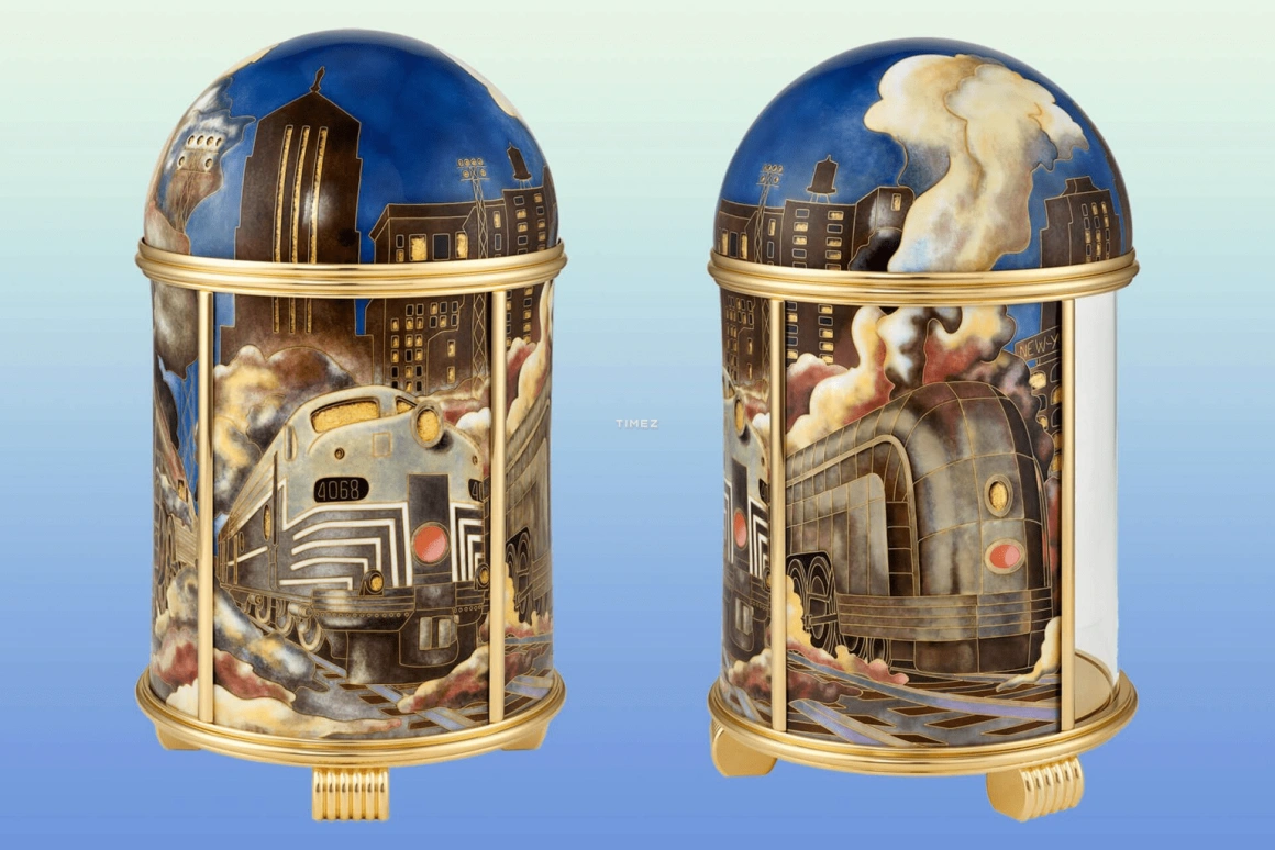 Patek Philippe,Dome Clocks ,Yellow Gold,White,Multi-Color,Brown,Electromechanical,In-house Caliber,Enamel,20155M,20155M-001