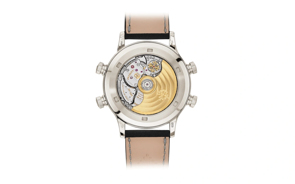Patek Philippe,Complications 42.20mm,42.20mm,Platinum,Black,Automatic,Day,Dule Time,Alarm,Day / Night Indication,45hours,In-house Caliber,5520P,5520P-001