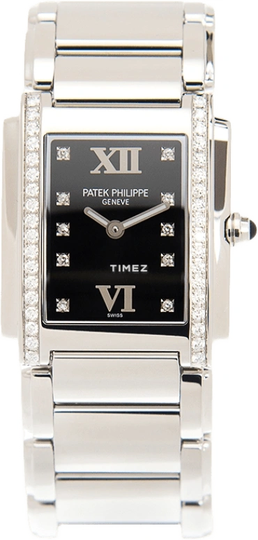 Patek Philippe,Twenty~4 25x30mm,25x30mm,Stainless Steel,Black,Quartz,In-house Caliber,Sapphire,4910,4910/10A-001