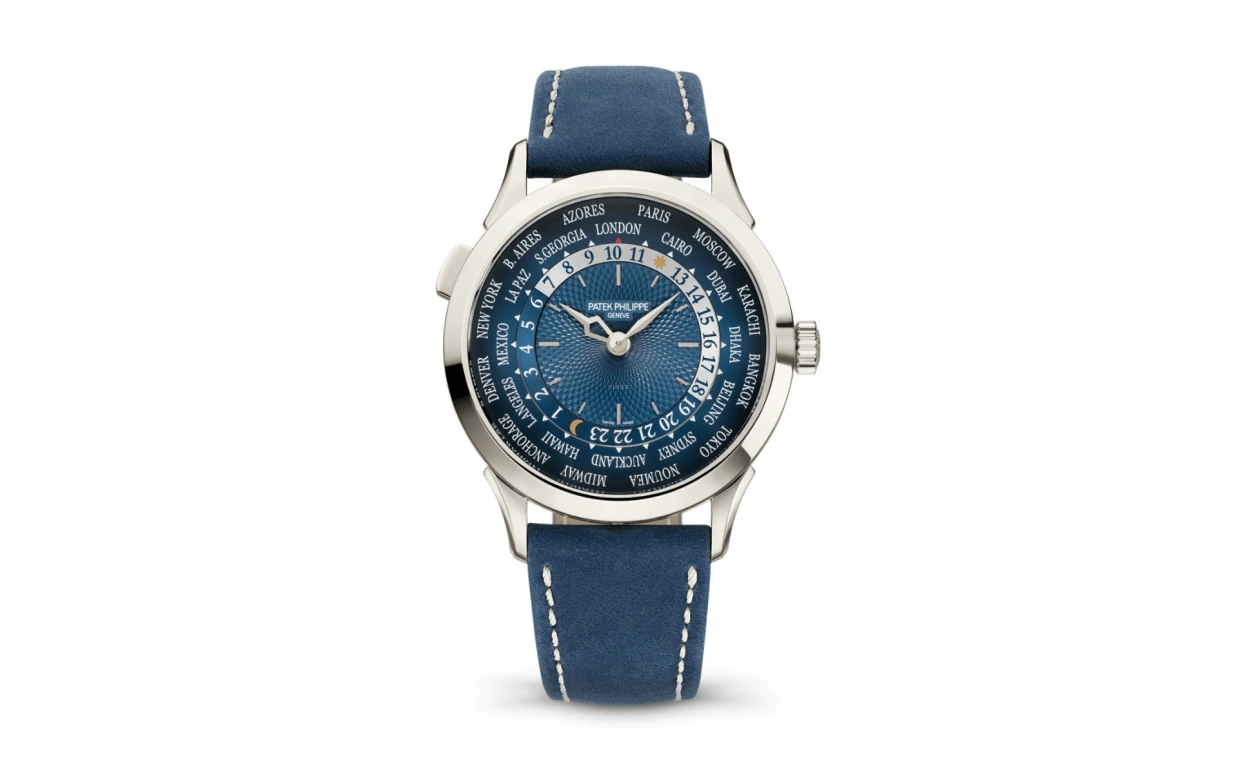 Patek Philippe,Complications 38.50mm,38.50mm,Platinum,Blue,Automatic,Moonphase,Day,World Time,5230P,5230P-001