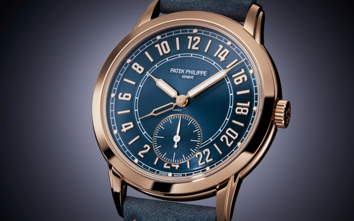 Patek Philippe,Complications 42mm,42mm,Rose Gold,Blue,Automatic,Dule Time,48hours,5224R,5224R-001
