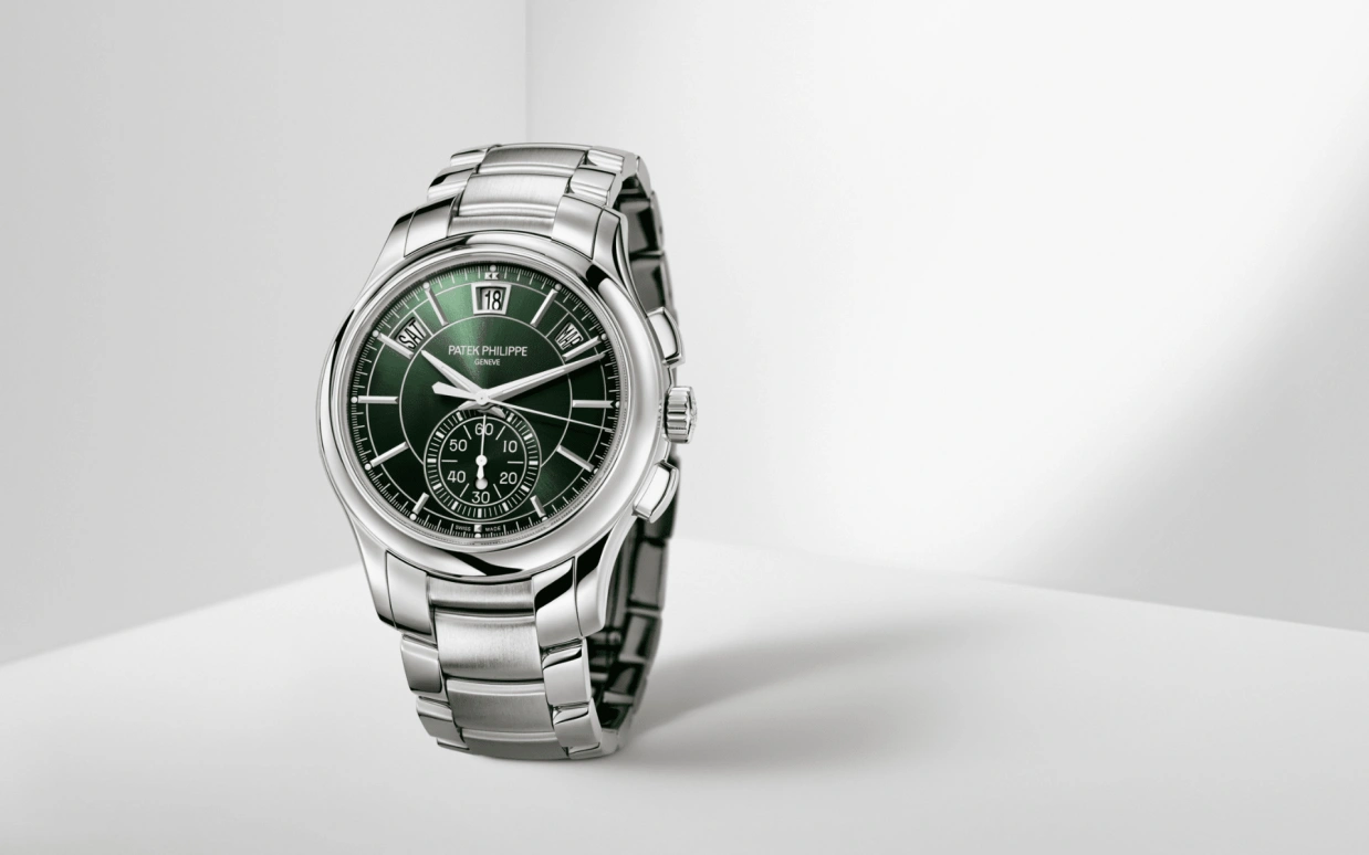 Patek Philippe,Complications 42mm,42mm,Stainless Steel,Green,Automatic,Chronograph,Moonphase,Annual Calendar,Month,55hours,In-house Caliber,5905,5905/1A-001