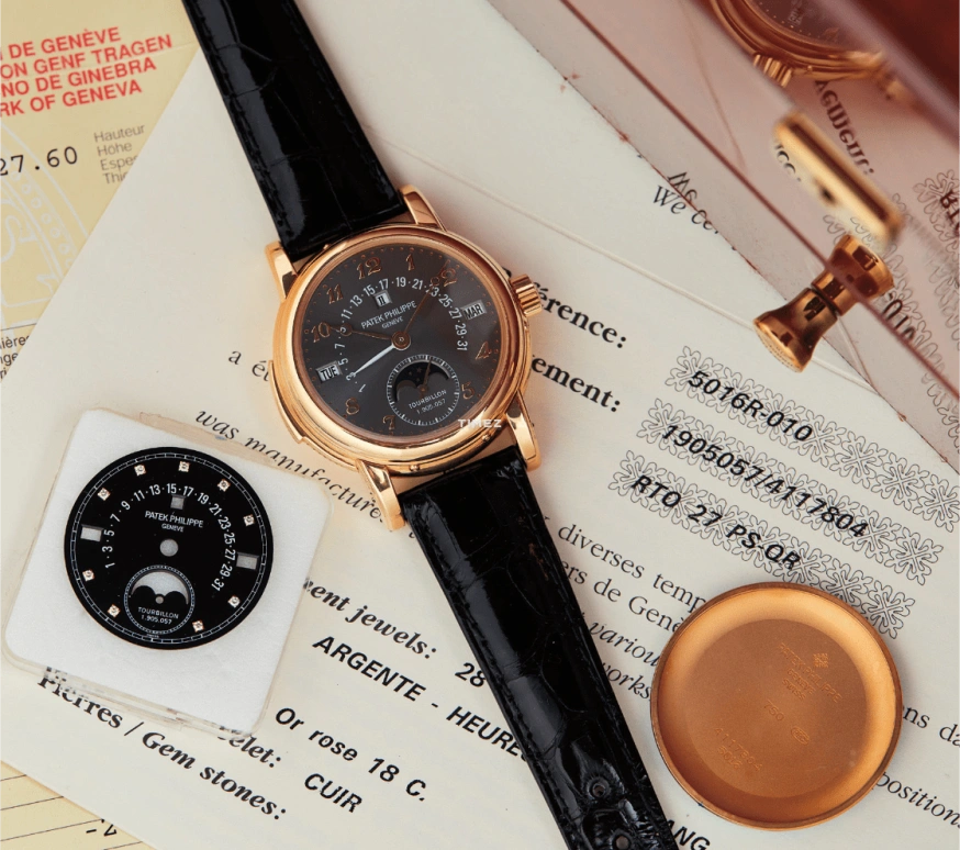 Patek Philippe,Grand Complications 39.50mm,39.50mm,Red Gold,Black,Handwound,Moonphase,Perpetual Calendar,Leap Year,Month,48hours,In-house Caliber,5016R,5016R-010