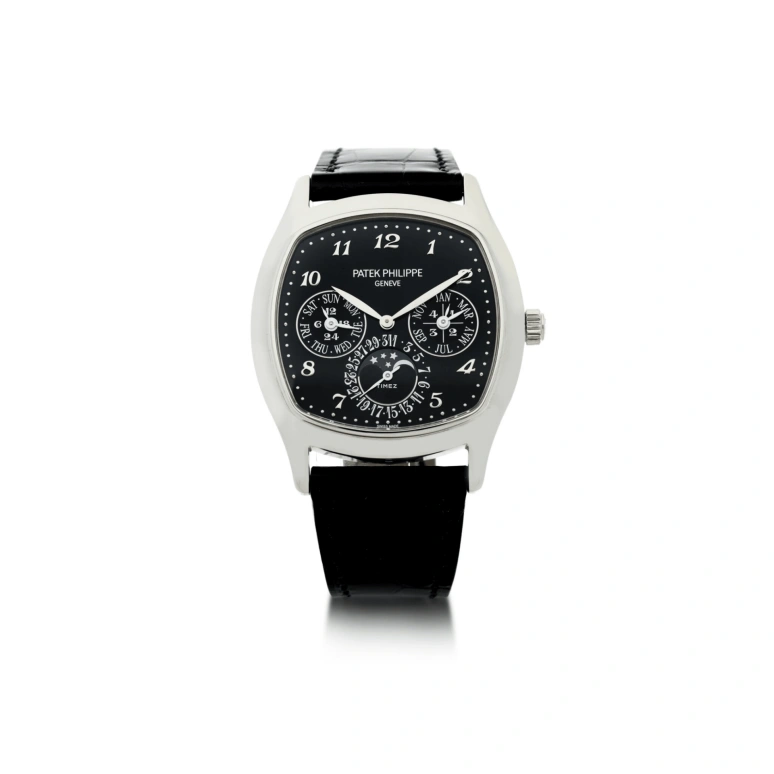 Patek Philippe,Grand Complications 37x44.60mm,37x44.60mm,White Gold,Black,Automatic,Moonphase,Perpetual Calendar,Leap Year,Month,48hours,In-house Caliber,5940G,5940G-010