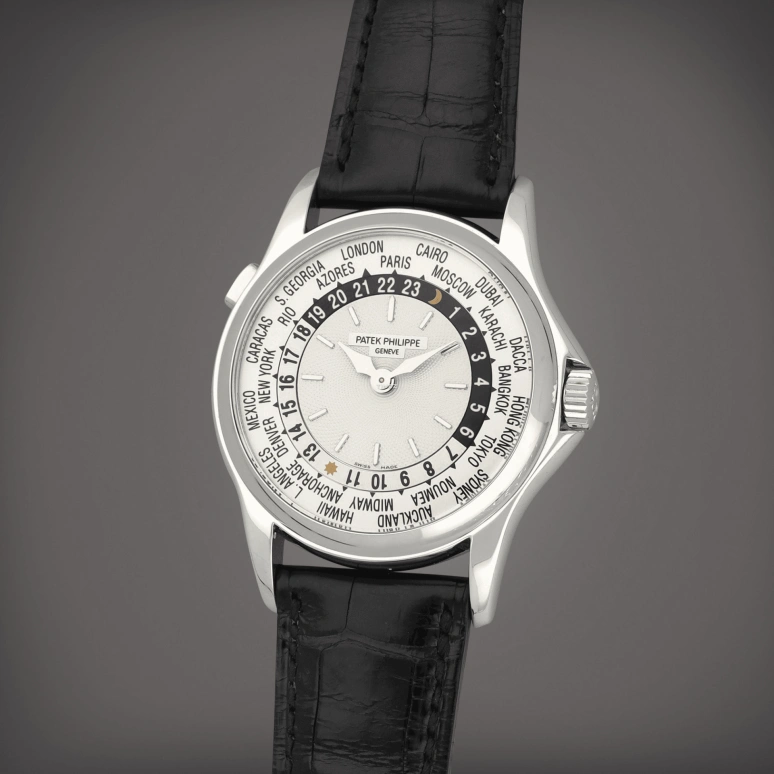 Patek Philippe,Complications 37mm,37mm,White Gold,Silver,Automatic,World Time,Day / Night Indication,5110G,5110G-001