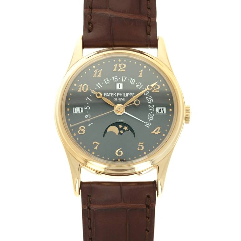 Patek Philippe,Grand Complications 37.20mm,37.20mm,Yellow Gold,Grey,Automatic,Moonphase,Perpetual Calendar,Leap Year,Month,48hours,In-house Caliber,5050J,5050J-023