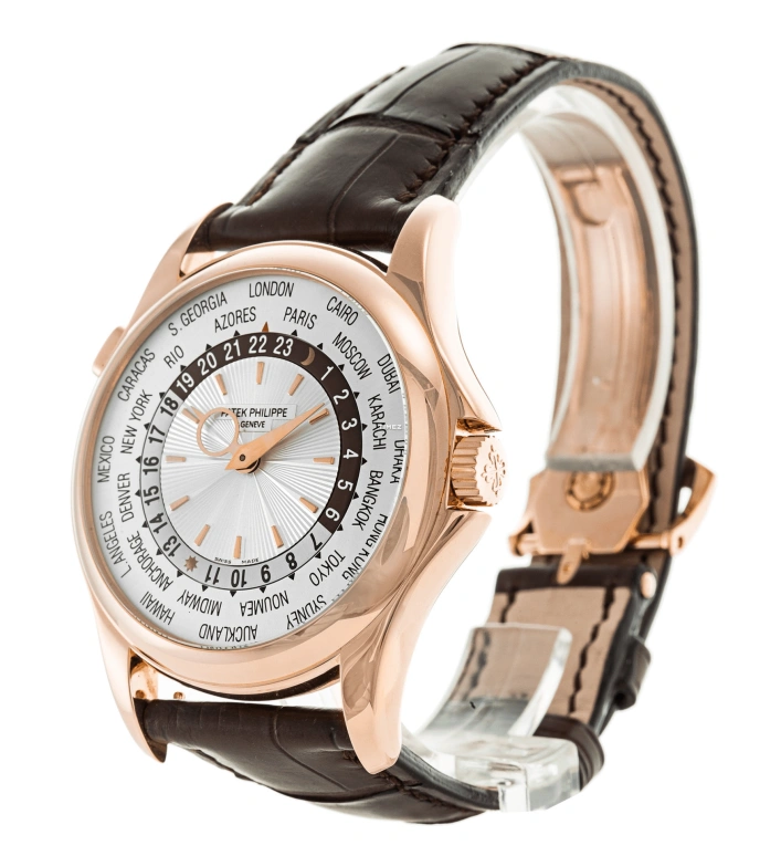 Patek Philippe,Complications 39.50mm,39.50mm,Rose Gold,Silver,Automatic,World Time,Day / Night Indication,5130R,5130R-001